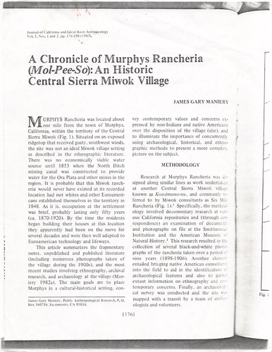 A Chronicle of Murphys Rancheria [Miwok]