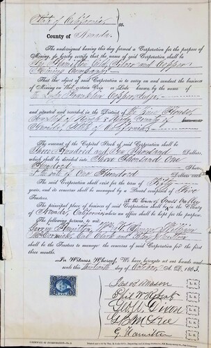 Click to view Hamilton Gold, Silver & Copper Mining (AI-H001)(1863) Hamilton Gold, Silver & Copper Mining (AI-H001)(1863)