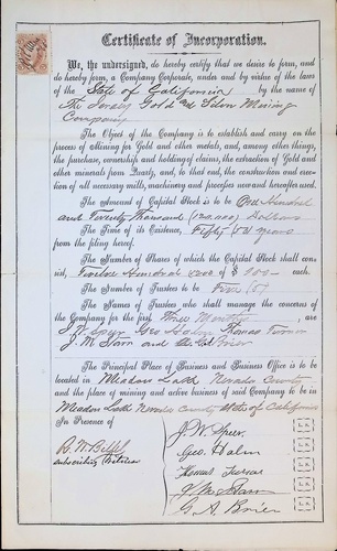 Click to view Jersey Gold and Silver Mining Co (AI-J001)(1866) Jersey Gold and Silver Mining Co (AI-J001)(1866)