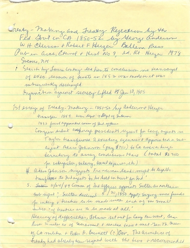 California Indian Treaties Notes (Secondary Source)