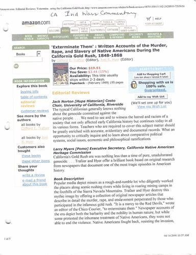 Click to view California Indian War Commentary California Indian War Commentary