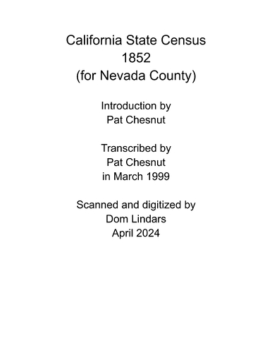 Click to view California State Census 1852 (310 1852)(1999) California State Census 1852 (310 1852)(1999)