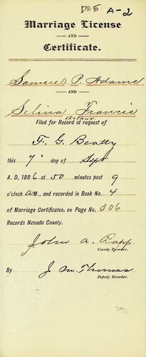Click to see DR 6 A-2 of Marriage Certificates (DR 6 A)