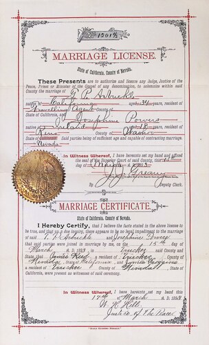 Click to see DR 6 A-6 of Marriage Certificates (DR 6 A)