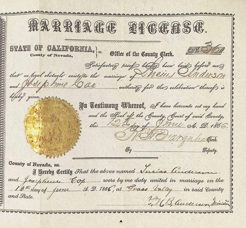 Click to see DR 6 A-12 of Marriage Certificates (DR 6 A)