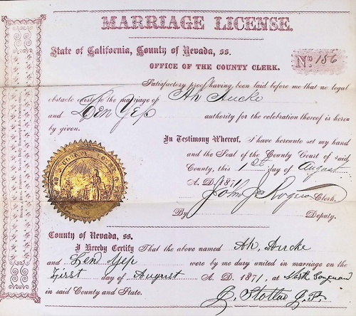Click to see DR 6 A-20 of Marriage Certificates (DR 6 A)