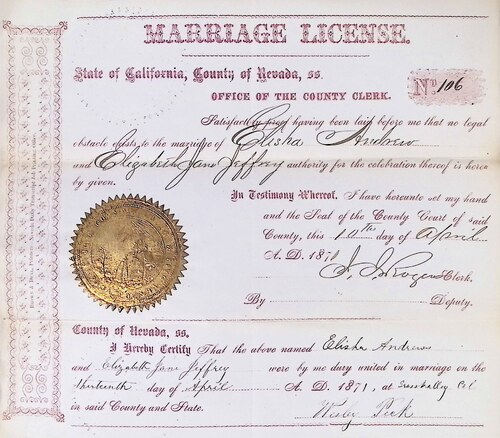 Click to see DR 6 A-21 of Marriage Certificates (DR 6 A)