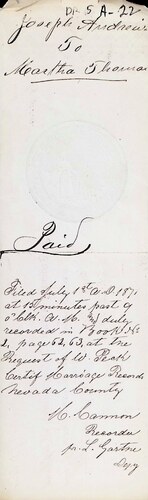 Click to see DR 6 A-22 of Marriage Certificates (DR 6 A)