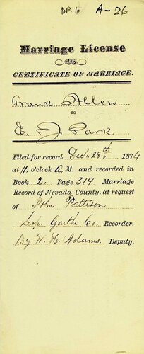 Click to see DR 6 A-26 of Marriage Certificates (DR 6 A)