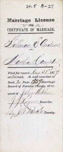 Click to see DR 6 A-27 of Marriage Certificates (DR 6 A)