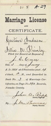 Click to see DR 6 A-29 of Marriage Certificates (DR 6 A)