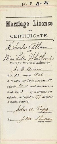 Click to see DR 6 A-31 of Marriage Certificates (DR 6 A)