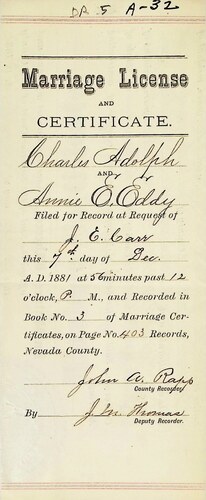 Click to see DR 6 A-32 of Marriage Certificates (DR 6 A)