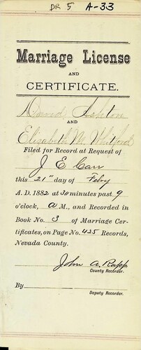 Click to see DR 6 A-33 of Marriage Certificates (DR 6 A)