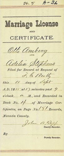 Click to see DR 6 A-36 of Marriage Certificates (DR 6 A)