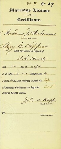 Click to see DR 6 A-37 of Marriage Certificates (DR 6 A)