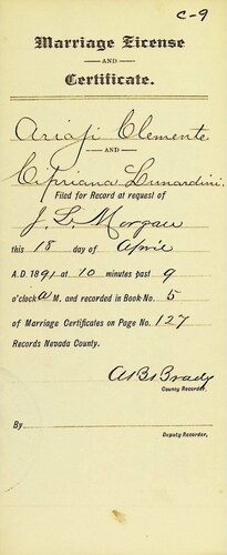 Click to see DR 6 C-9 of Marriage Certificates (DR 6 C)