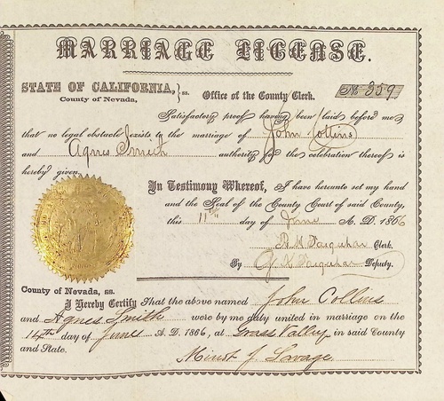 Click to see DR 6 C-27 of Marriage Certificates (DR 6 C)