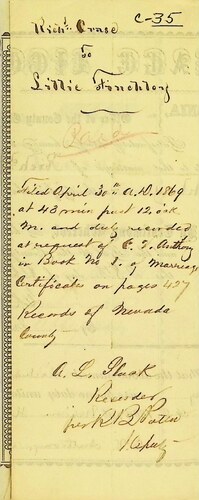 Click to see DR 6 C-35 of Marriage Certificates (DR 6 C)