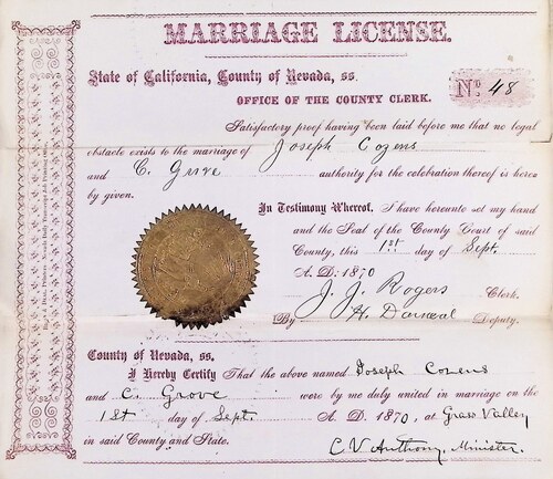 Click to see DR 6 C-37 of Marriage Certificates (DR 6 C)