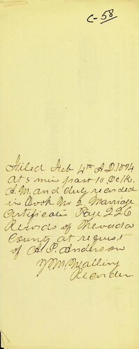 Click to see DR 6 C-58 of Marriage Certificates (DR 6 C)