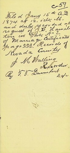 Click to see DR 6 C-59 of Marriage Certificates (DR 6 C)