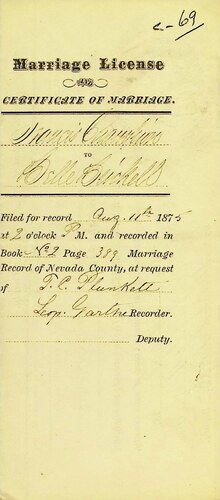 Click to see DR 6 C-69 of Marriage Certificates (DR 6 C)
