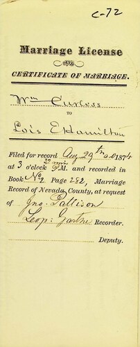 Click to see DR 6 C-72 of Marriage Certificates (DR 6 C)