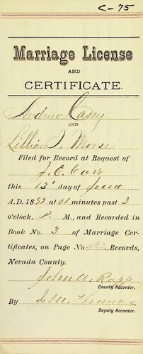 Click to see DR 6 C-75 of Marriage Certificates (DR 6 C)