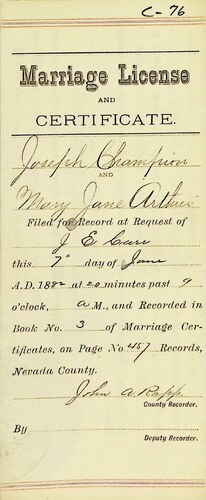 Click to see DR 6 C-76 of Marriage Certificates (DR 6 C)