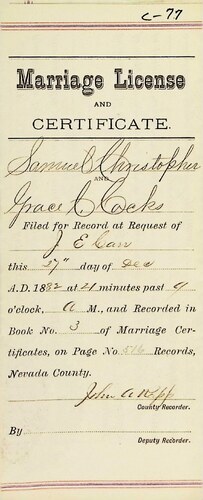 Click to see DR 6 C-77 of Marriage Certificates (DR 6 C)