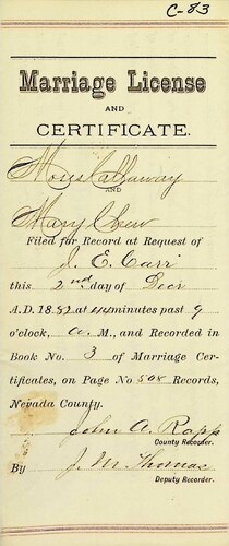 Click to see DR 6 C-83 of Marriage Certificates (DR 6 C)