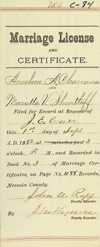 Click to see DR 6 C-84 of Marriage Certificates (DR 6 C)