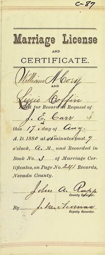 Click to see DR 6 C-87 of Marriage Certificates (DR 6 C)