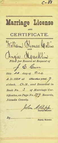 Click to see DR 6 C-88 of Marriage Certificates (DR 6 C)