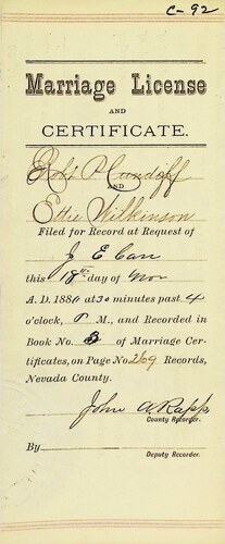 Click to see DR 6 C-92 of Marriage Certificates (DR 6 C)