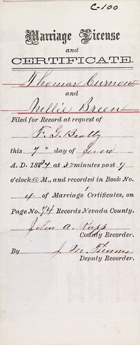 Click to see DR 6 C-100 of Marriage Certificates (DR 6 C)