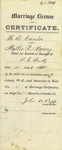 Click to see DR 6 C-104 of Marriage Certificates (DR 6 C)