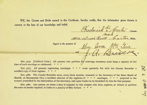 Click to see DR 6 C-109 of Marriage Certificates (DR 6 C)