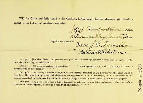 Click to see DR 6 C-112 of Marriage Certificates (DR 6 C)