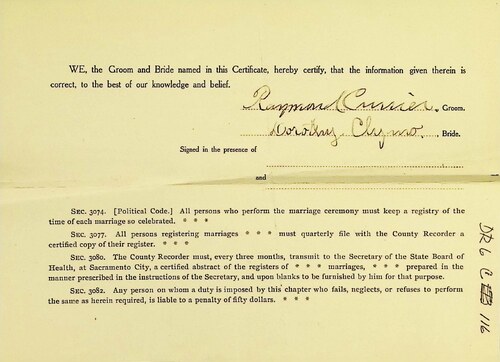 Click to see DR 6 C-116 of Marriage Certificates (DR 6 C)