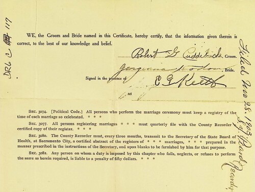 Click to see DR 6 C-117 of Marriage Certificates (DR 6 C)