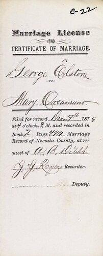 Click to see DR 6 E-22 of Marriage Certificates (DR 6 E)