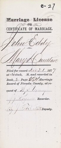 Click to see DR 6 E-27 of Marriage Certificates (DR 6 E)