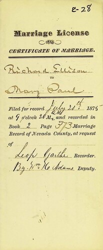 Click to see DR 6 E-28 of Marriage Certificates (DR 6 E)