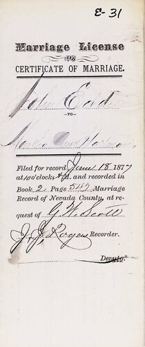 Click to see DR 6 E-31 of Marriage Certificates (DR 6 E)