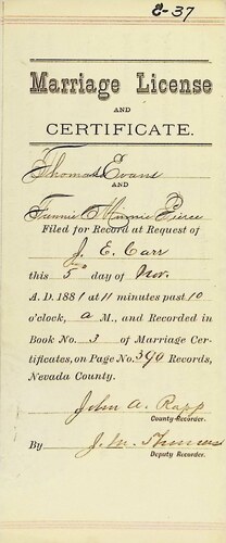 Click to see DR 6 E-37 of Marriage Certificates (DR 6 E)