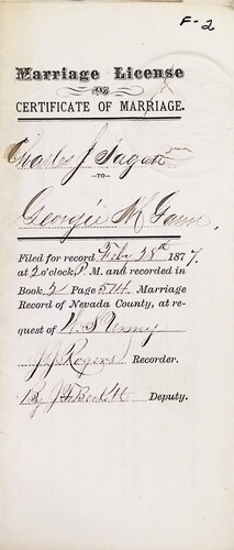 Click to see DR 6 F-2 of Marriage Certificates (DR 6 F)