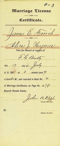 Click to see DR 6 F-3 of Marriage Certificates (DR 6 F)