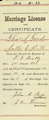 Click to see DR 6 F-33 of Marriage Certificates (DR 6 F)